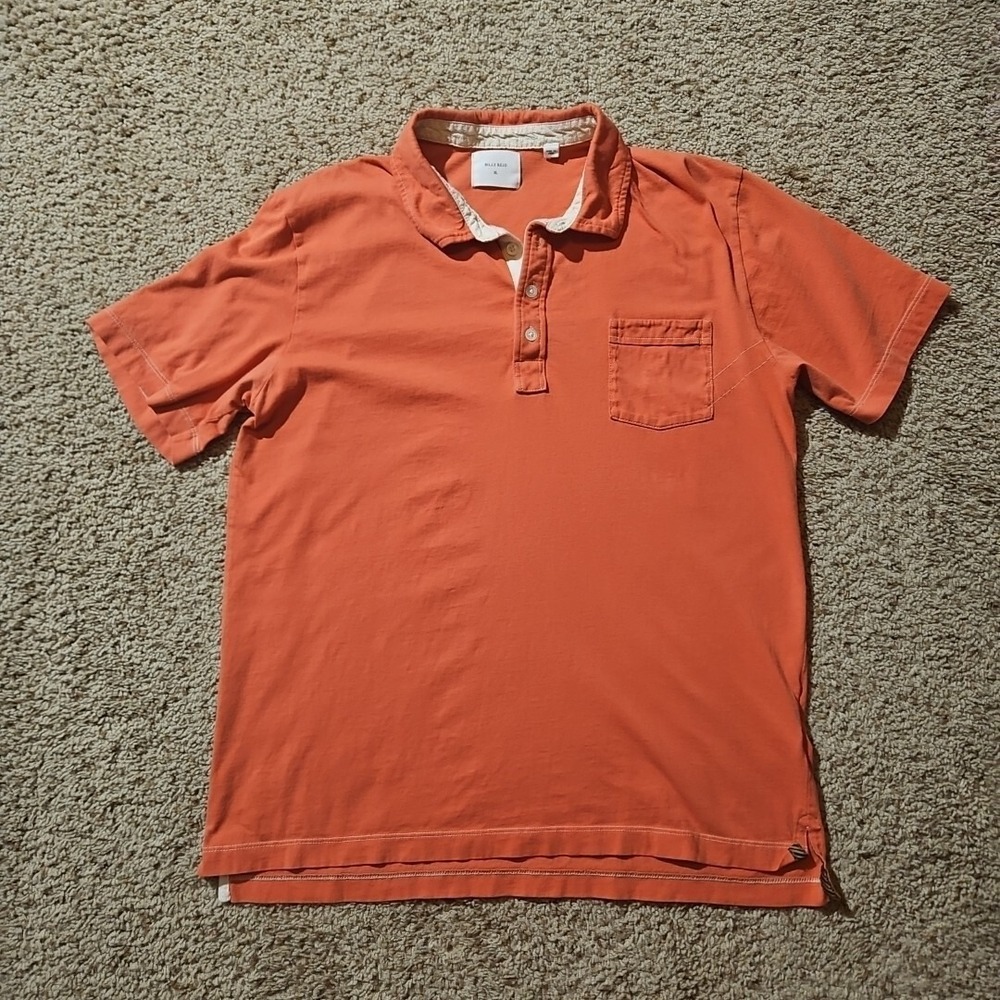 Billy Reid Pensacola Polo Shirt Mens Extra Large Front Pocket Coral Preppy